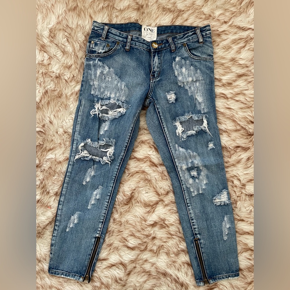 One by One Teaspoon. Trashed Free Birds. 7/8 Length